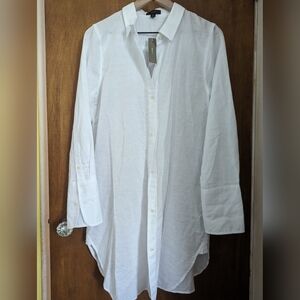 J. Crew white linen beach coverup size Medium, new with tags